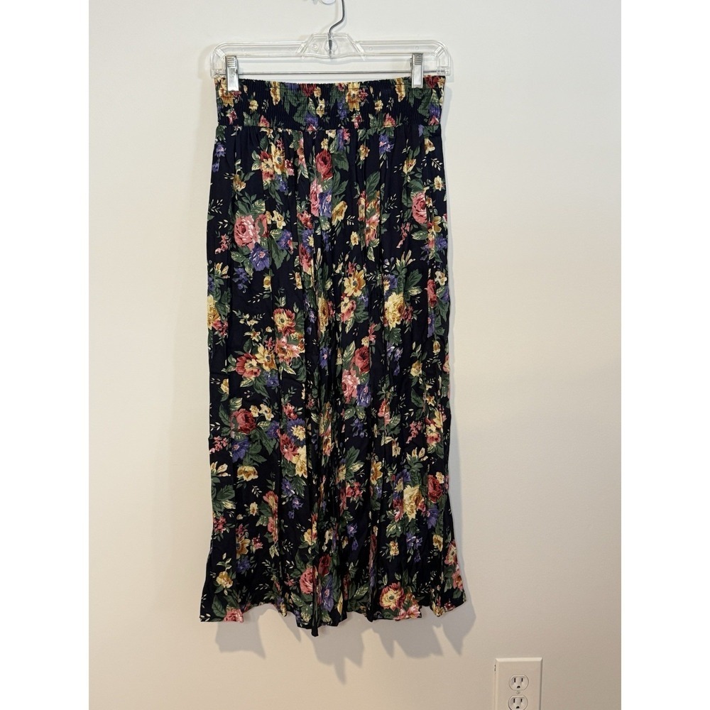 Vintage 90s Jeffrey & Dara Women's Sz 10 Navy Blue‎ Cottage Floral Skirt Set - Picture 11 of 13